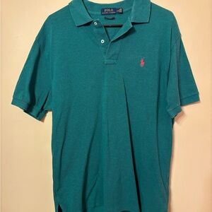 Ralph Lauren Teal Polo Shirt with Pink Logo